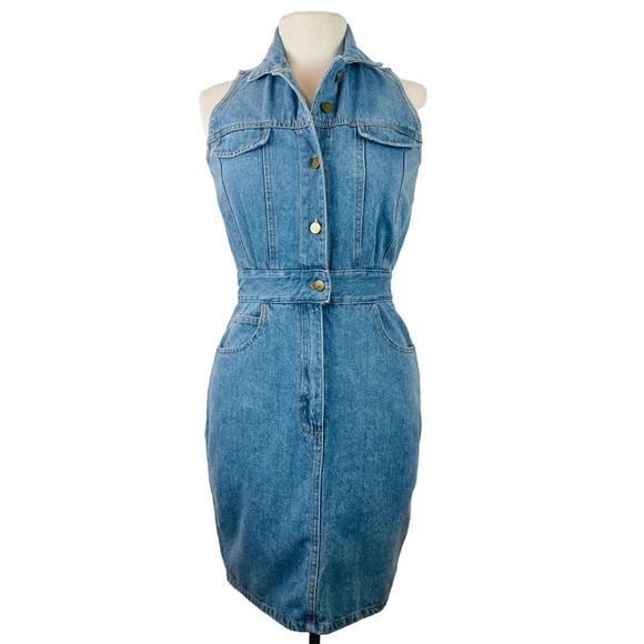 SOLD***International Vtg Sleeveless Denim Dress - Picture 1 of 5